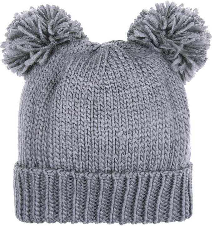 Beanie - muts PomPom Fun grijs