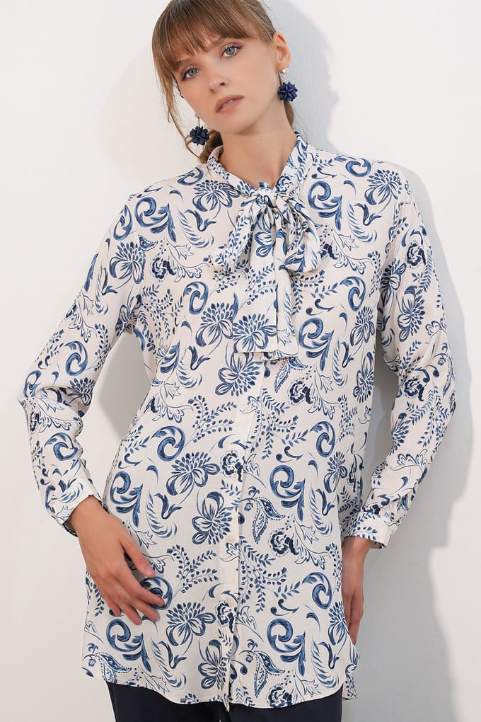 Lange Bloemen Viscose Shirt