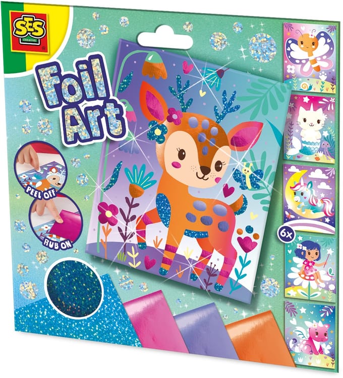 SES Creative Foil Art - Schemering Sprookjes - Vanaf 5 Jaar - 6 Stickerkaarten - Knutselen - Schoencadeautjes Sinterklaas