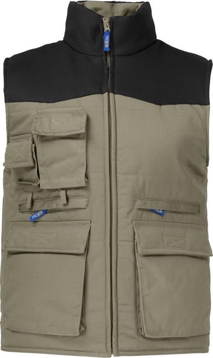 ProJob 2806 GEVOERDE VEST MET CONTRAST 642806 - Khaki - S