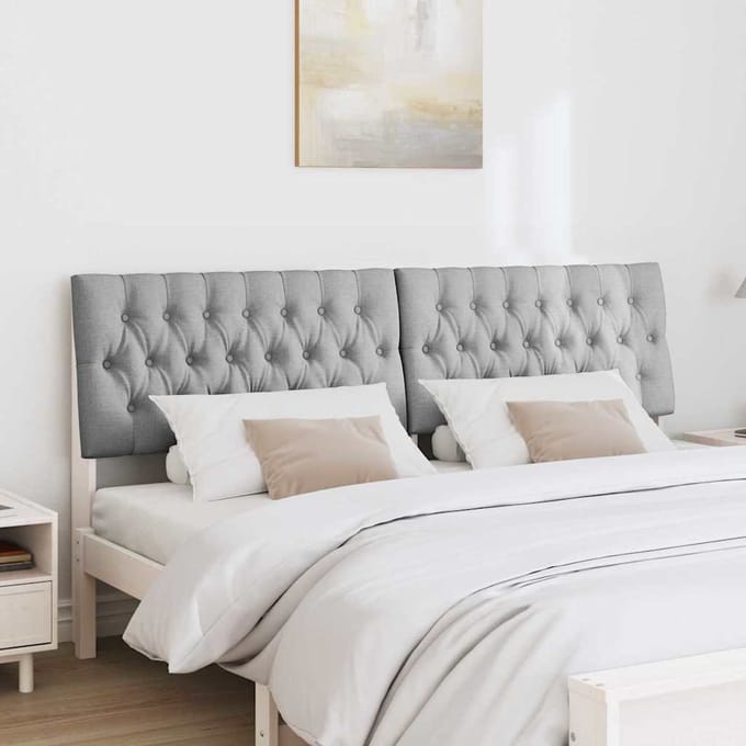 vidaXL - Gestoffeerd - hoofdbord - Lichtgrijs - 180 - cm - Massief - grenenhout