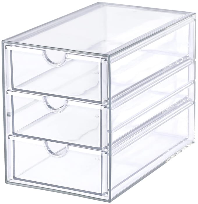 Ibenzoa® Transparante acryl opbergbox met drie laden voor diverse accessoires