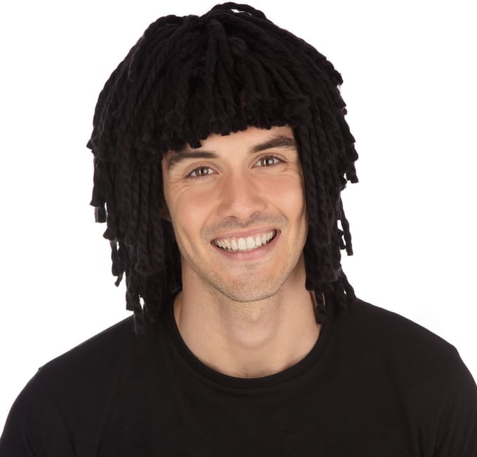 Bristol novelty - Carnaval rasta/reggae pruik met dreadlocks en pony - zwart- verkleed accessoires
