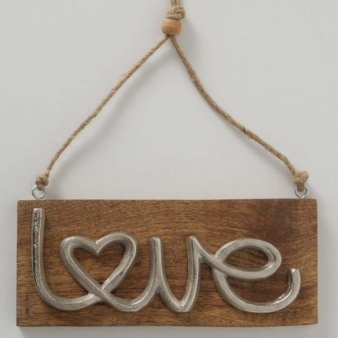 hanger tekstbord hart love en home set van 2 stuks