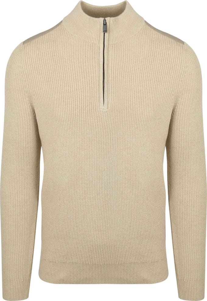 Suitable Half Zip Trui Patch Ecru - Maat M - Heren - Quarter zip - Schipperstrui met rits - Volwassen mannen