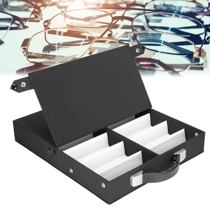 12 Vakken Professionele Draagbare Brillen Displaydoos Zonnebrillen Opbergkoffer Organizer gray