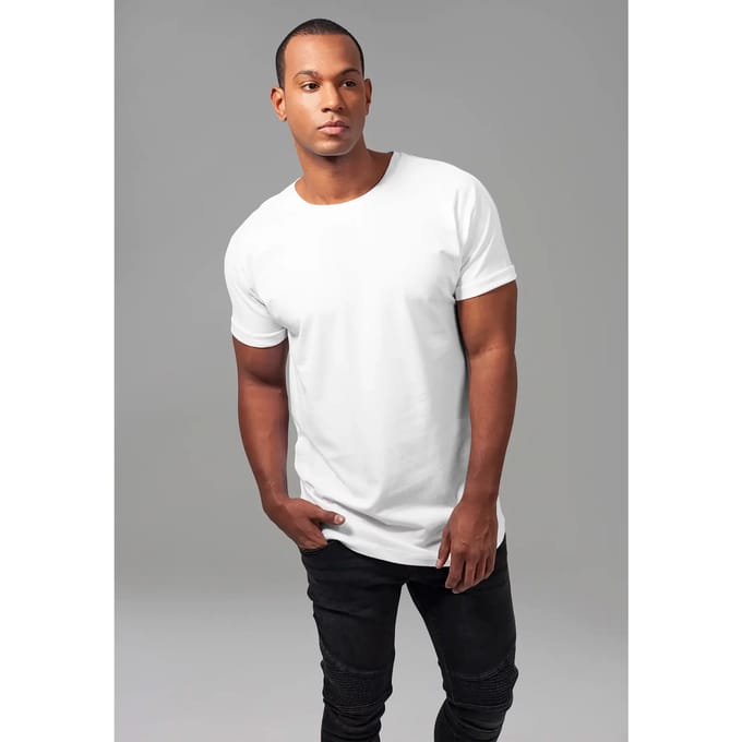 Urban Classics Long Shaped Turnup Tee Heren T-shirt - wit - M