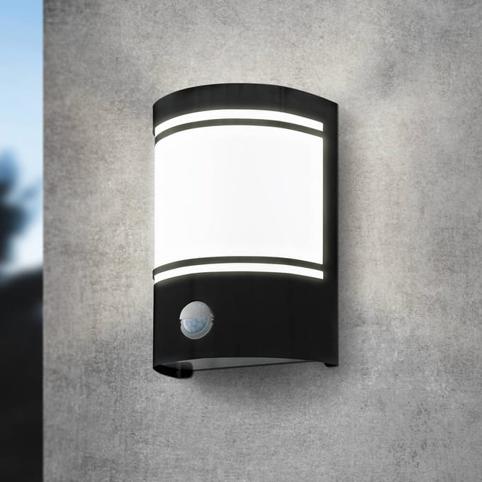 EGLO Cerno Wandlamp Buiten - Bewegingssensor - E27 - 20 cm - Zwart/Wit