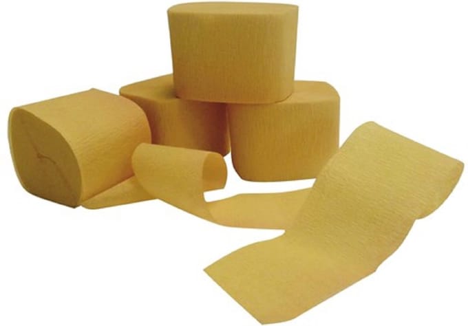 Haza Crepe papier rol - 3x - geel - 200 x 5 cm - brandvertragend