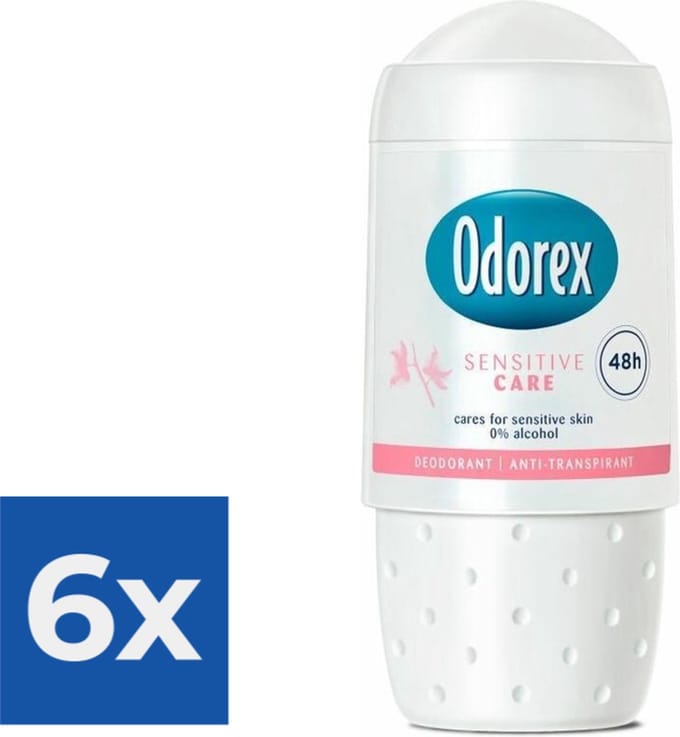 Odorex Deo Roll-on - Sensitive Care 50 ml - Voordeelverpakking 6 stuks