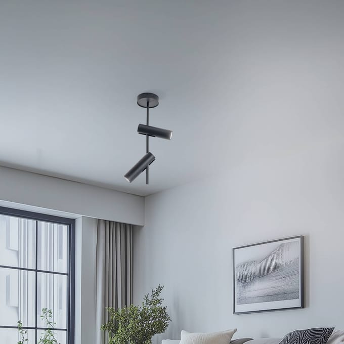 SIGMA Plafondspot Leda 2, antraciet, 2-lamps, staal, hoogte 55 cm