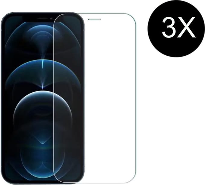 TG Techgrip - 3 Stuks Screenprotector Geschikt voor iPhone 12 - 2.5 D 9H HD Diamond Glas Screen protector Tempered Glass Beschermglas geschikt voor iPhone12