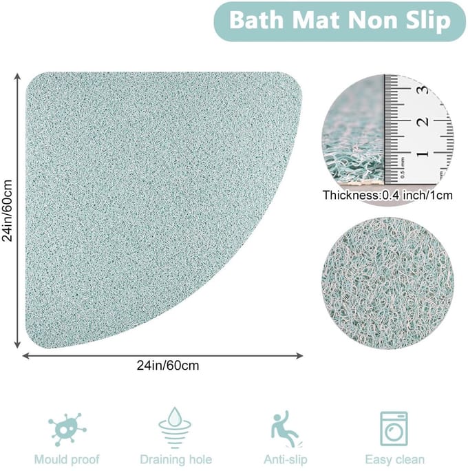 Dailygoods- Douchemat Antislip - Hoekdouchemat - Sneldrogend - Anti-schimmel - Gebogen - Met Afvoer - Douchevloer