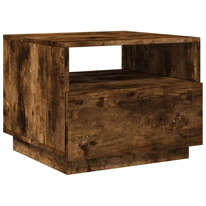 vidaXL - Salontafel - met - LED-verlichting - 50x49x40 - cm - gerookt - eikenkleurig