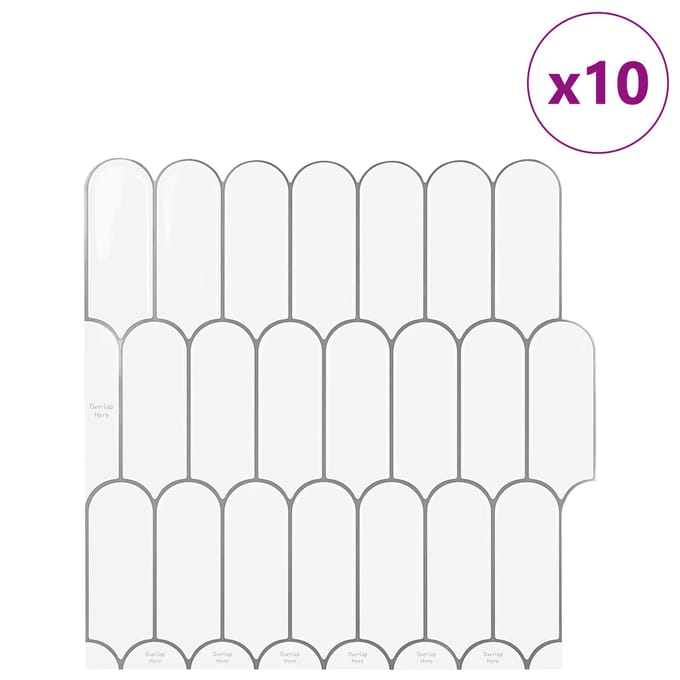 vidaXL - Veer - Tegel - 10 - st - Wit - Grijs - 30 - x - 30 - cm - Polyurethaan - en - PET