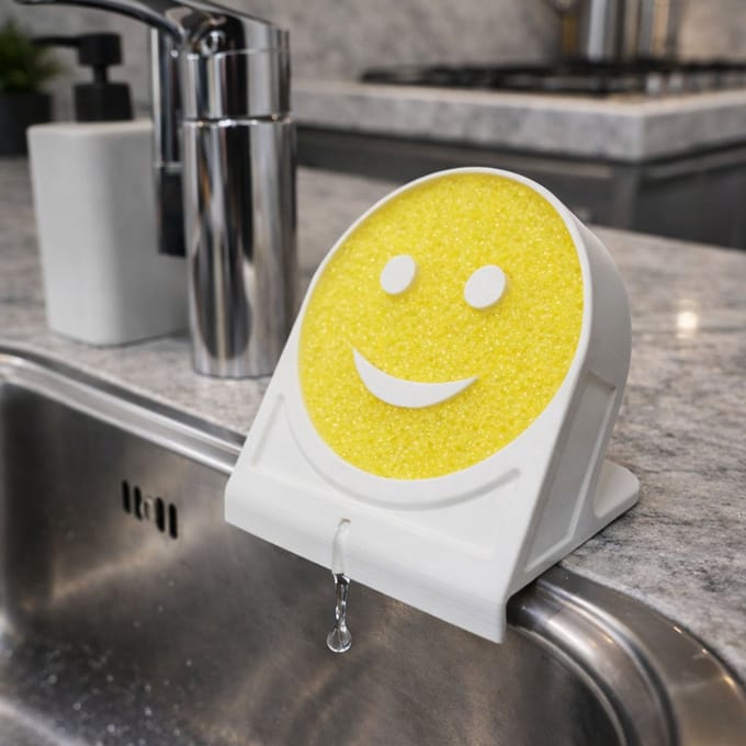 Scrub daddy schoonmaakspons houder met wateruitloop – Ivoor Wit – sponshouder - grootsteen organizer
