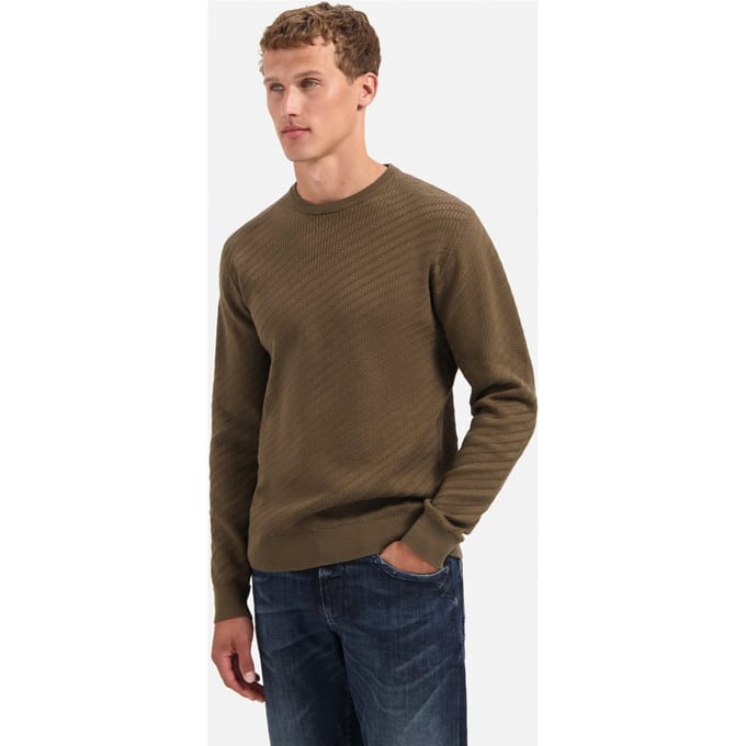 No Excess Pullover Crewneck Jacquard Solid Taupe Maat: 3XL | Sweaters Outlet | Heren | Bruin