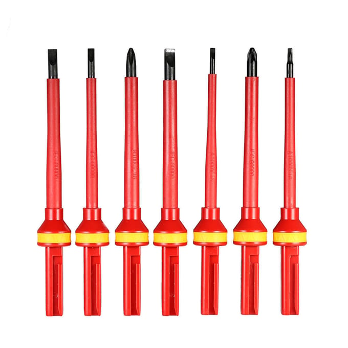 13-delige set snelschroevendraaiers, isolerende, verwisselbare ratelreparatietool red