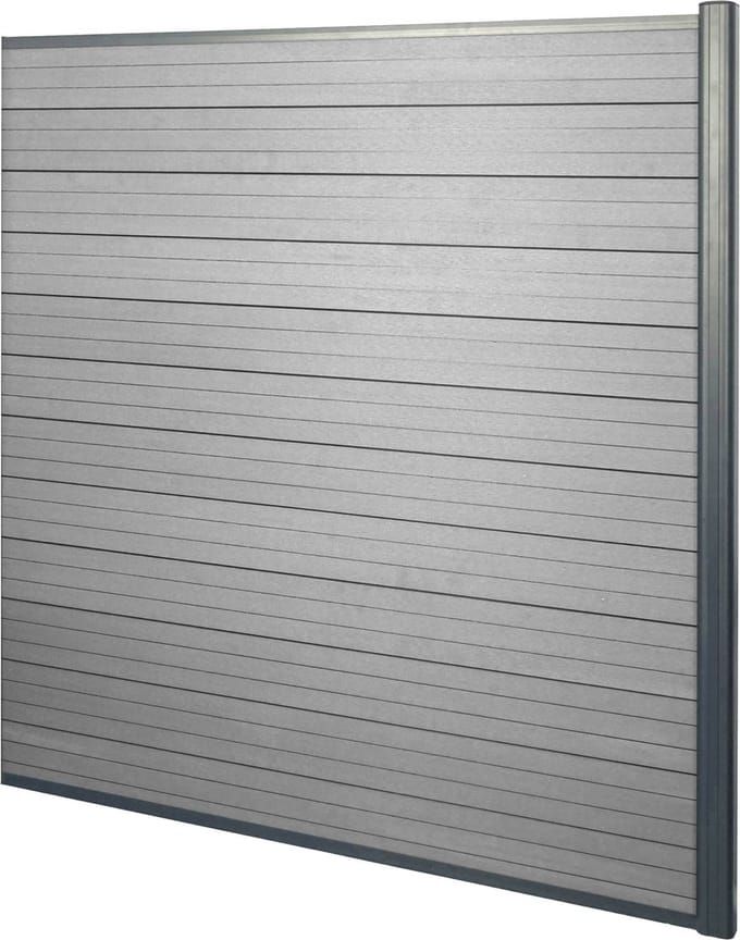 WPC privacyscherm Sarthe, windscherm, aluminium palen ~ set van 2, 3,75m grijs