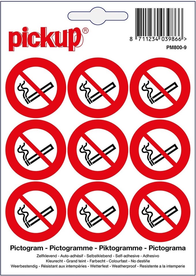 Pickup Mini Pictogram Verboden te roken - 3 cm rond - 9 stuks per vel