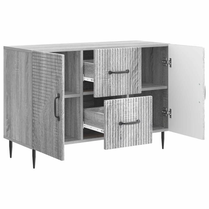 vidaXL - Dressoir - met - lade - Grijs - sonoma - 89 - x - 34,5 - x - 60 - cm - Bewerkt - hout