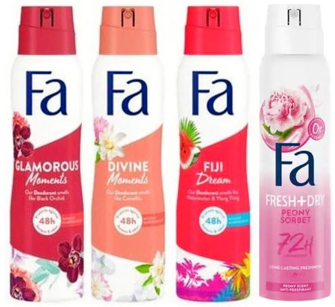 FA Deo Spray - MIX - Glamorous / Divine / Fiji / Sweet Rose