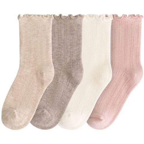 Prénatal kinder sokken rib 4 paar Light Taupe Brown 3-6 dames