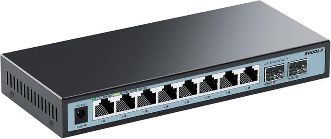 10 Poorts Multi-Gigabit Netwerk Switch 2 x 10G SFP+ en 8 x 2.5G Ethernet