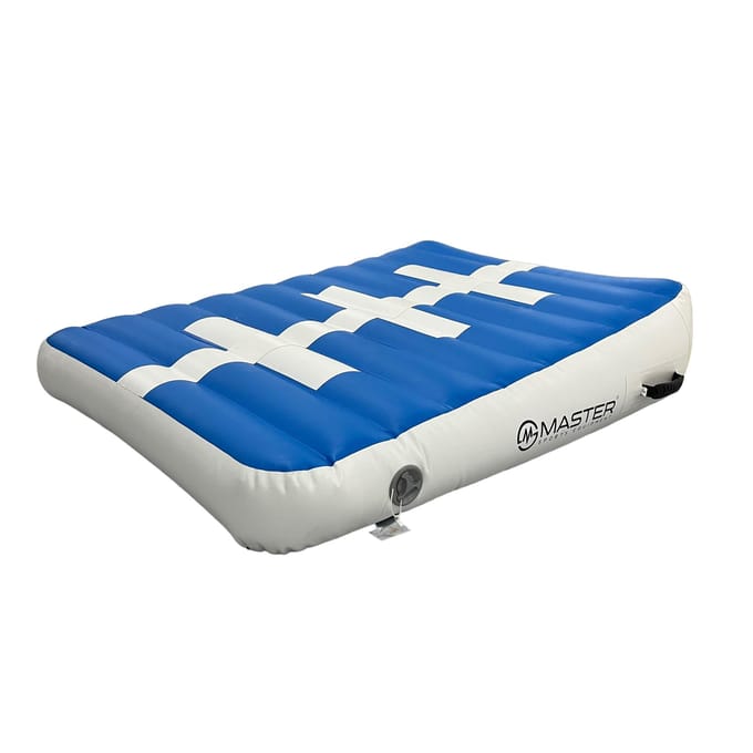 Master Opblaasbare Schuine Gymnastiekmat 120 X 90 X 10-30 Cm - Blauw En Wit