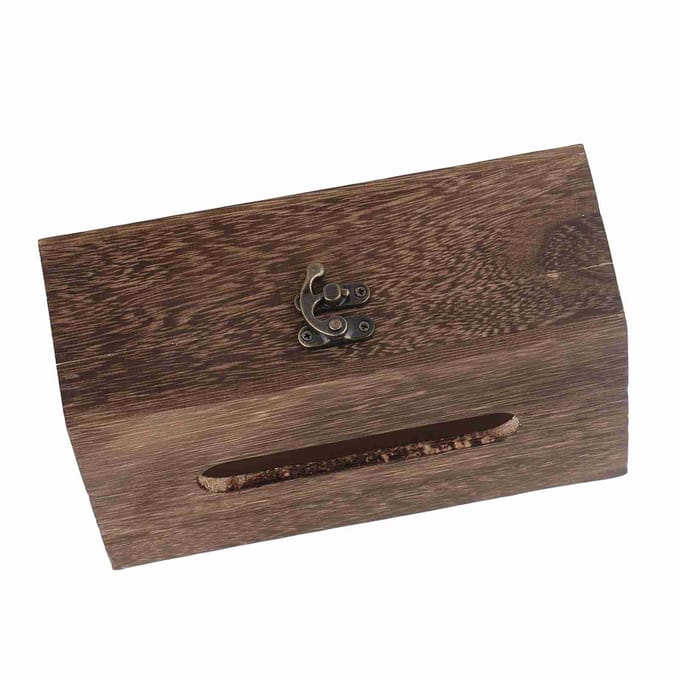 1 stuks Houten Retro Tissuebox Papieren Servethouder Case Home Auto Decor #1 22*12*10cm black