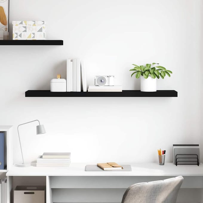 vidaXL - Wandschap - zwevend - 120x23,5x3,8 - cm - MDF - zwart