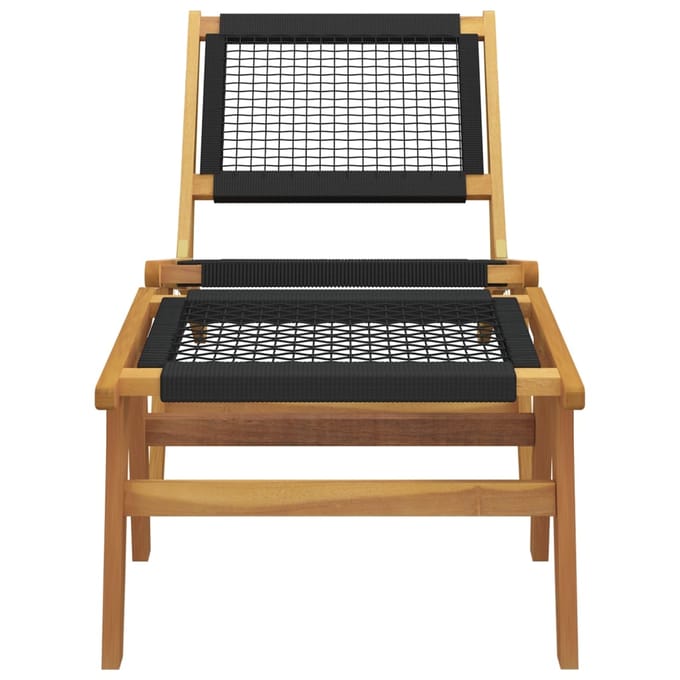vidaXL - Tuinstoel - met - voetensteun - massief - teakhout - en - polyester