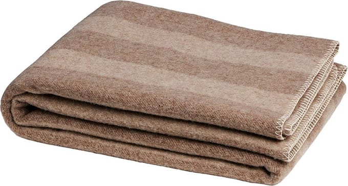 Yumeko merinowollen deken stripe bruin/chestnut 150x220