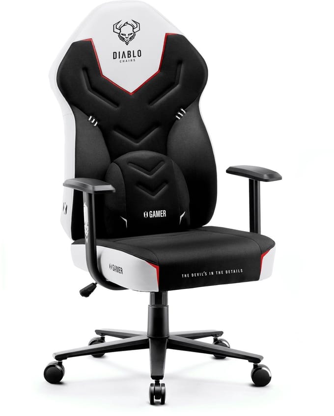 DIABLO CHAIRS - Gaming stoel X-Gamer 2.0 - Bureaustoel verstelbaar- Normale maat - Wit
