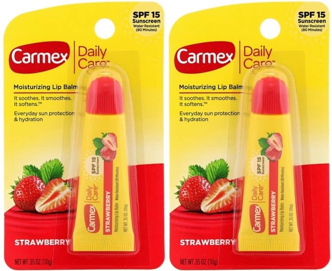 Carmex Aardbei Lipbalsem - Lipbalsem - SPF 15, Beschermend, Waterdicht, 2-pack