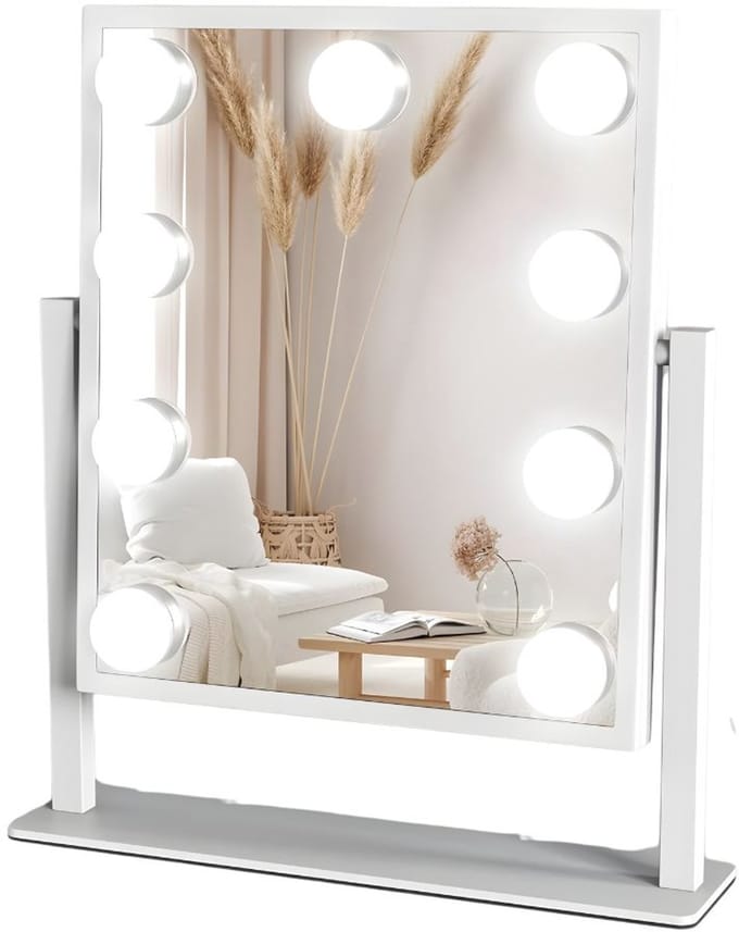 KAD® Vanity Spiegel - Hollywood Spiegel - Bright Beauty Vanity Makeup Spiegel - Wit - 36cm x 29cm x 6cm