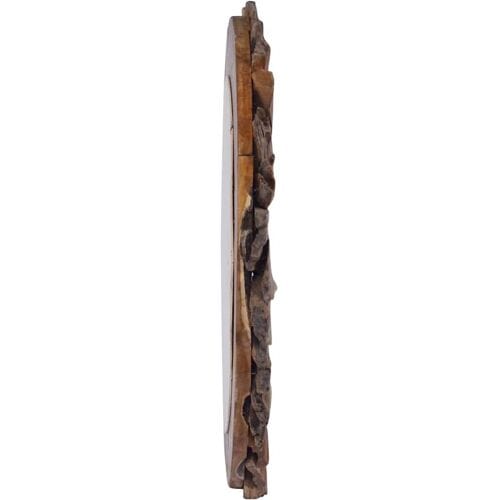 vidaXL - Wandspiegel - rond - 60 - cm - teakhout