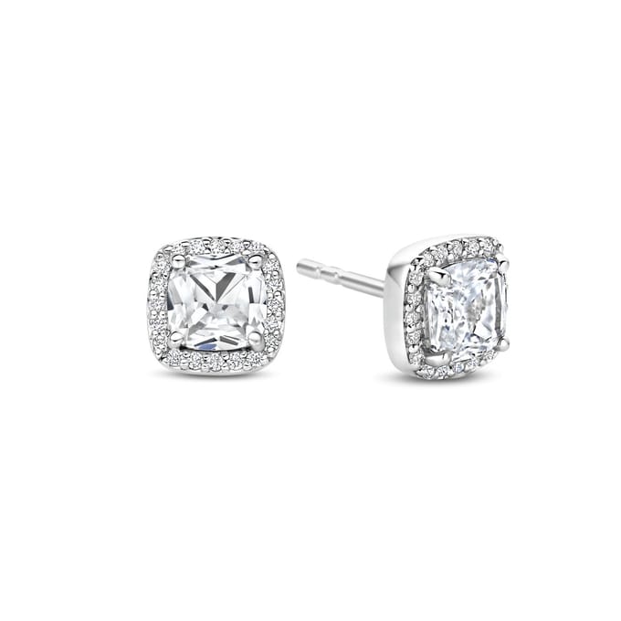 TI SENTO Dames Oorbellen - 925 zilver - Zirconia wit - 78029ZI
