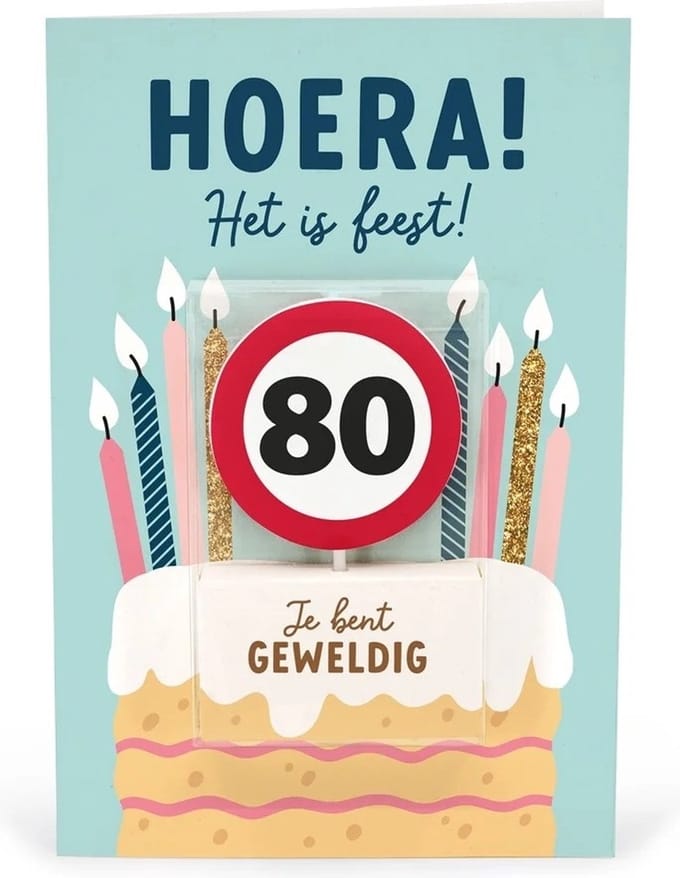 Verjaardagskaart met kaars | 80 jaar | Je bent geweldig