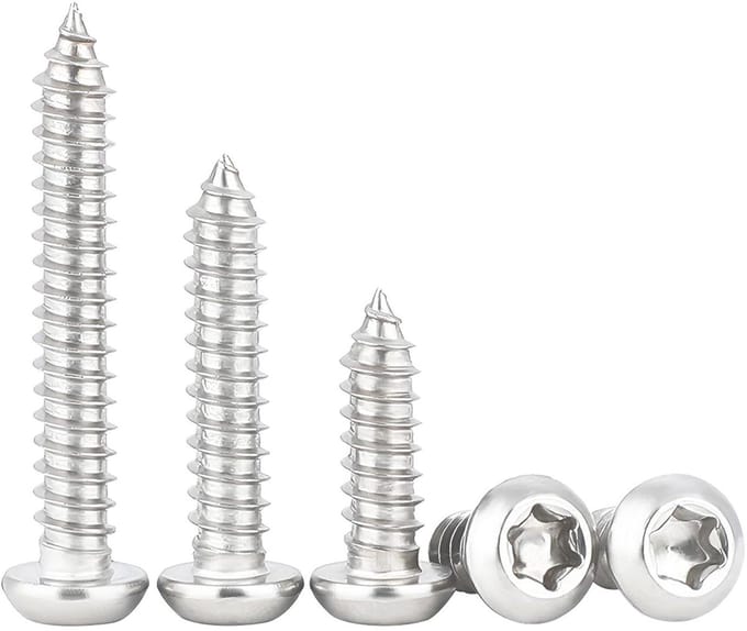 Pack van 100 zelftappende schroeven M5 x 12 mm - RVS - Torsie kop - Zelfborende ronde kop schroeven.