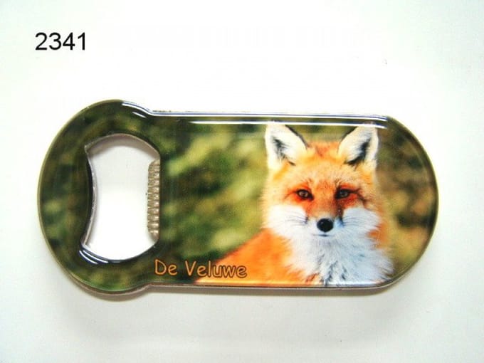 Fles opener met afbeelding Veluwe Vos