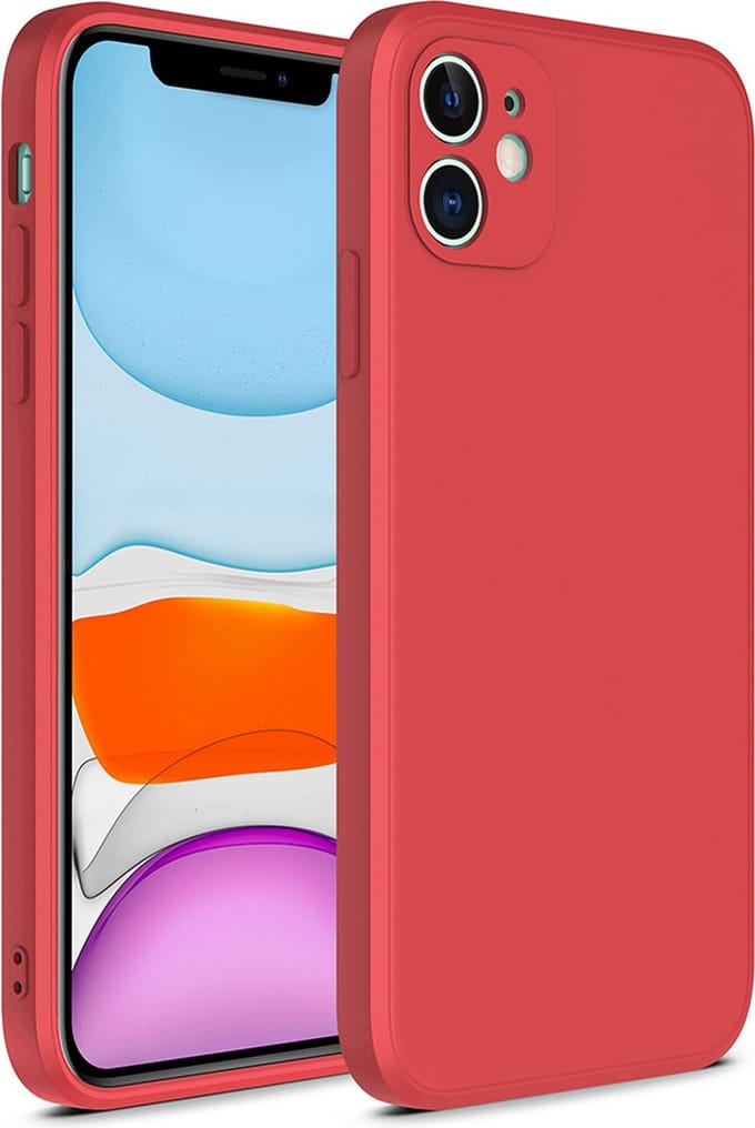 Smartphonica iPhone 12 Mini siliconen hoesje met zachte binnenkant - Rood geschikt voor iPhone 12 Mini