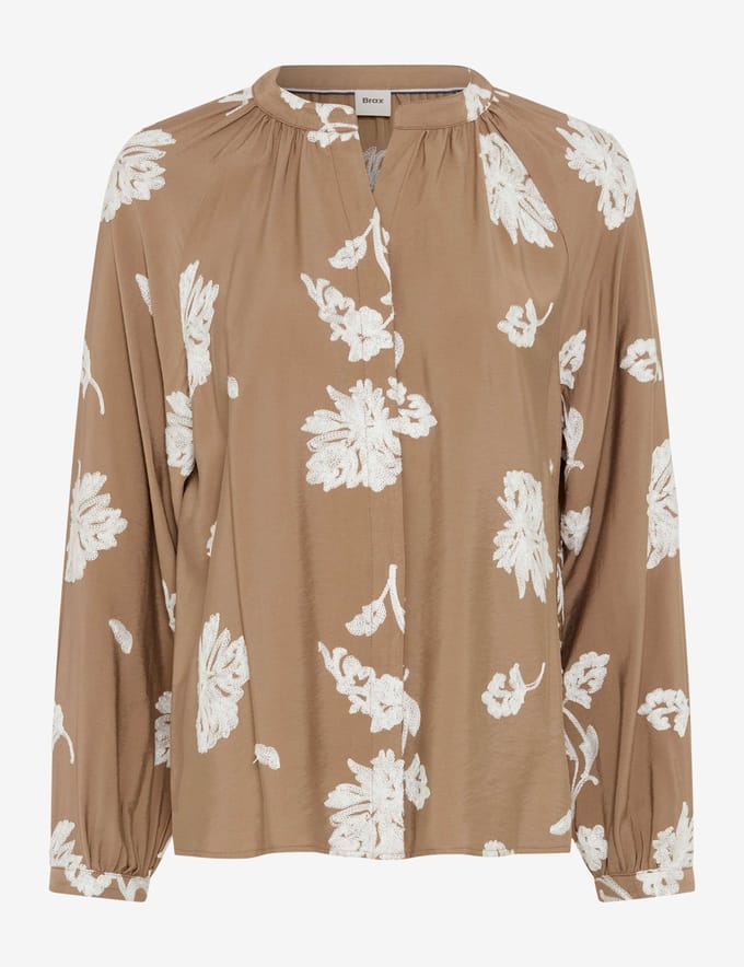 relaxed fit blouse met lange mouwen van viscosemix model 'VIVIAN'