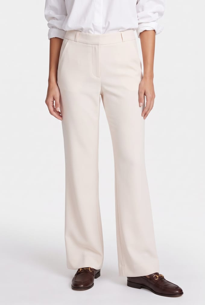 Studio Anneloes Flair Bonded Trousers Ecru Größe: L | Stoffhosen Outlet | Damen | Braun