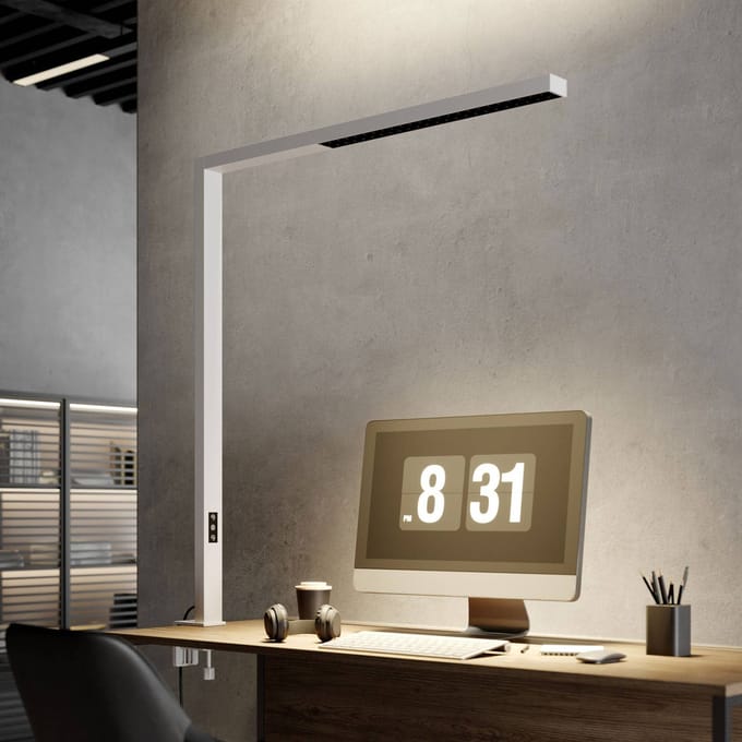 Arcchio LED klemlamp Jolinda, wit, metaal, dimbaar