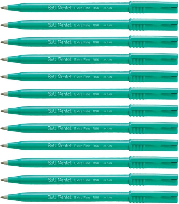 Rollerpen Pentel R56 zwart 0.3mm - 12 stuks