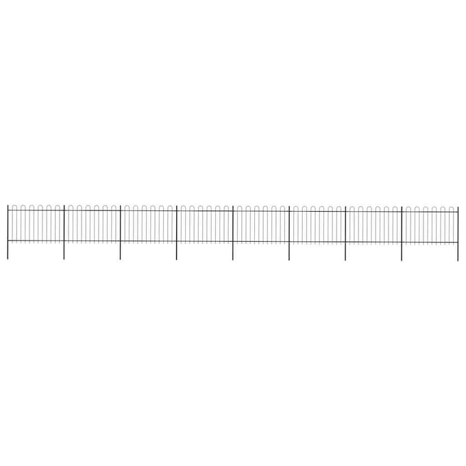 vidaXL - Tuinhek - met - ringtop - staal - 1339x120 - cm - zwart