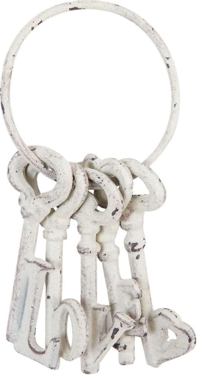 Clayre & Eef Hanger Sleutel 10*5*20 cm Wit Ijzer Woondecoratie Decoratie hanger