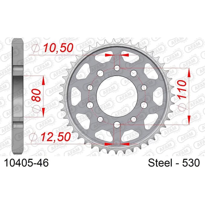 Stalen tandwiel Afam 530 46 dents