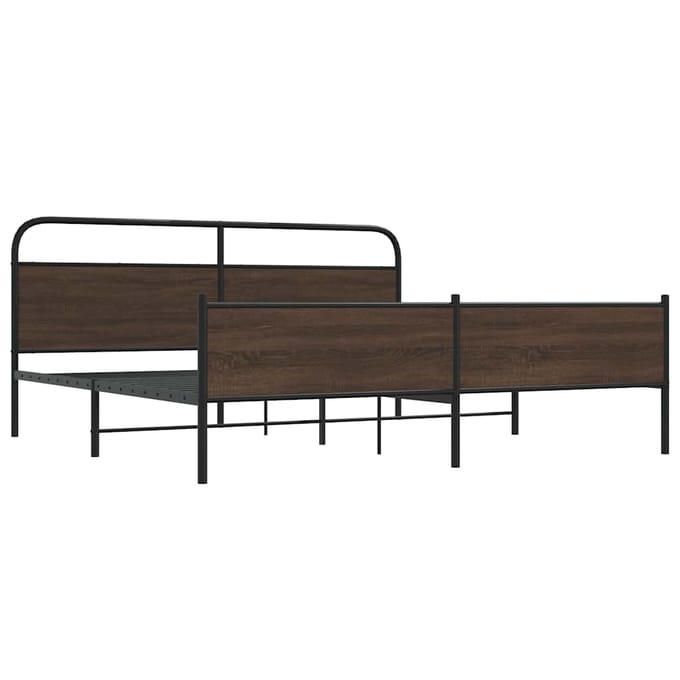 vidaXL - Bedframe - zonder - matras - metaal - bruin - eikenkleur - 183x213 - cm